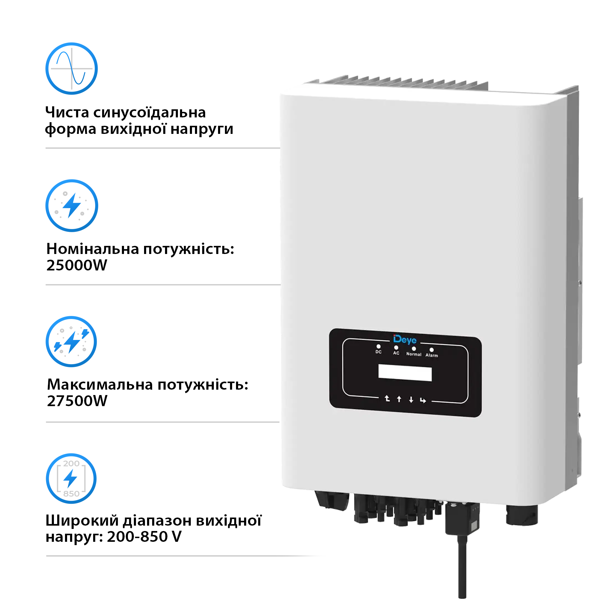 Мережевий інвертор DEYE SUN-25K-G05 25KW Трифазний - Фото 2