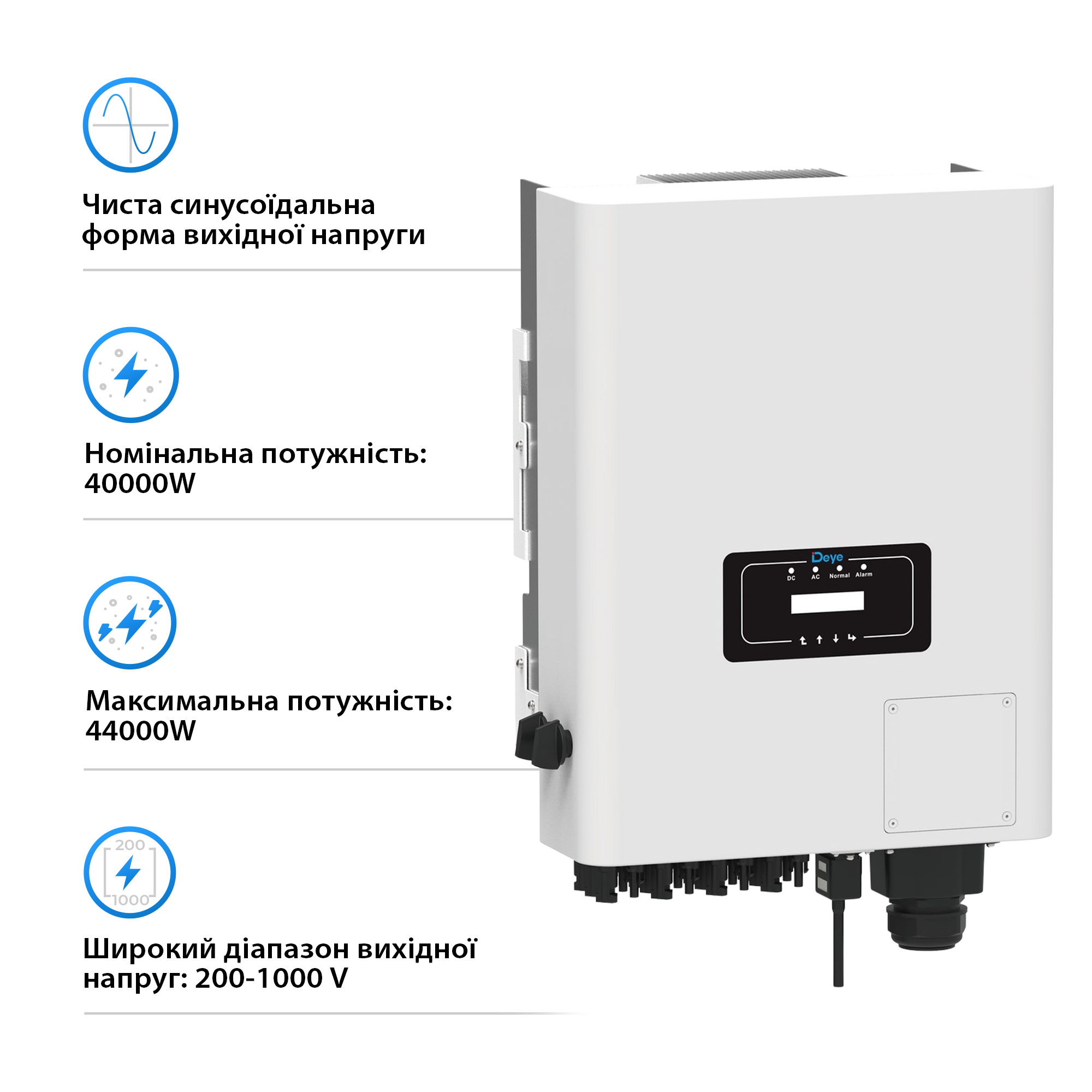 Мережевий інвертор DEYE SUN-40K-G04 40KW Трифазний - Фото 2