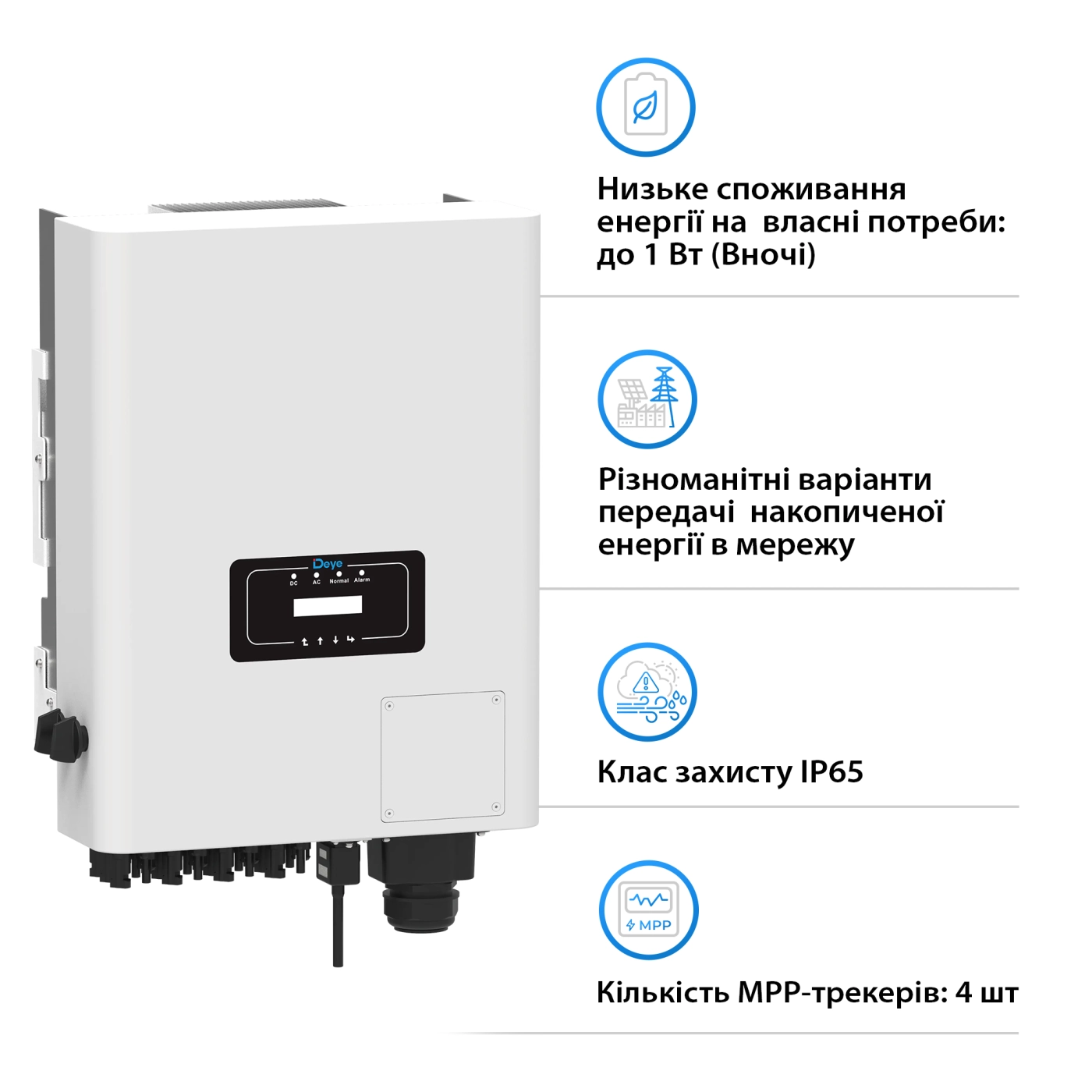 Мережевий інвертор  DEYE SUN-50K-G04 50KW Трифазний 380V/50hz - Фото 3
