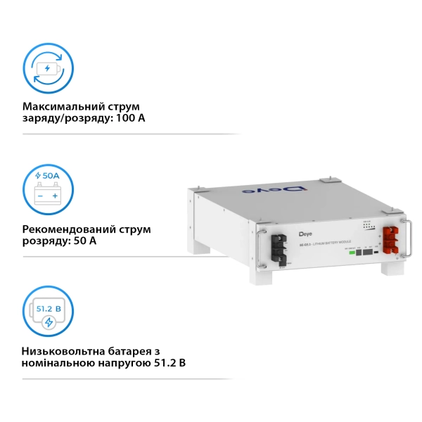 Акумуляторна батарея DEYE SE-G5.3 LV 51.2V 104Ah 5.32kWh LiFePO4 - Фото 3