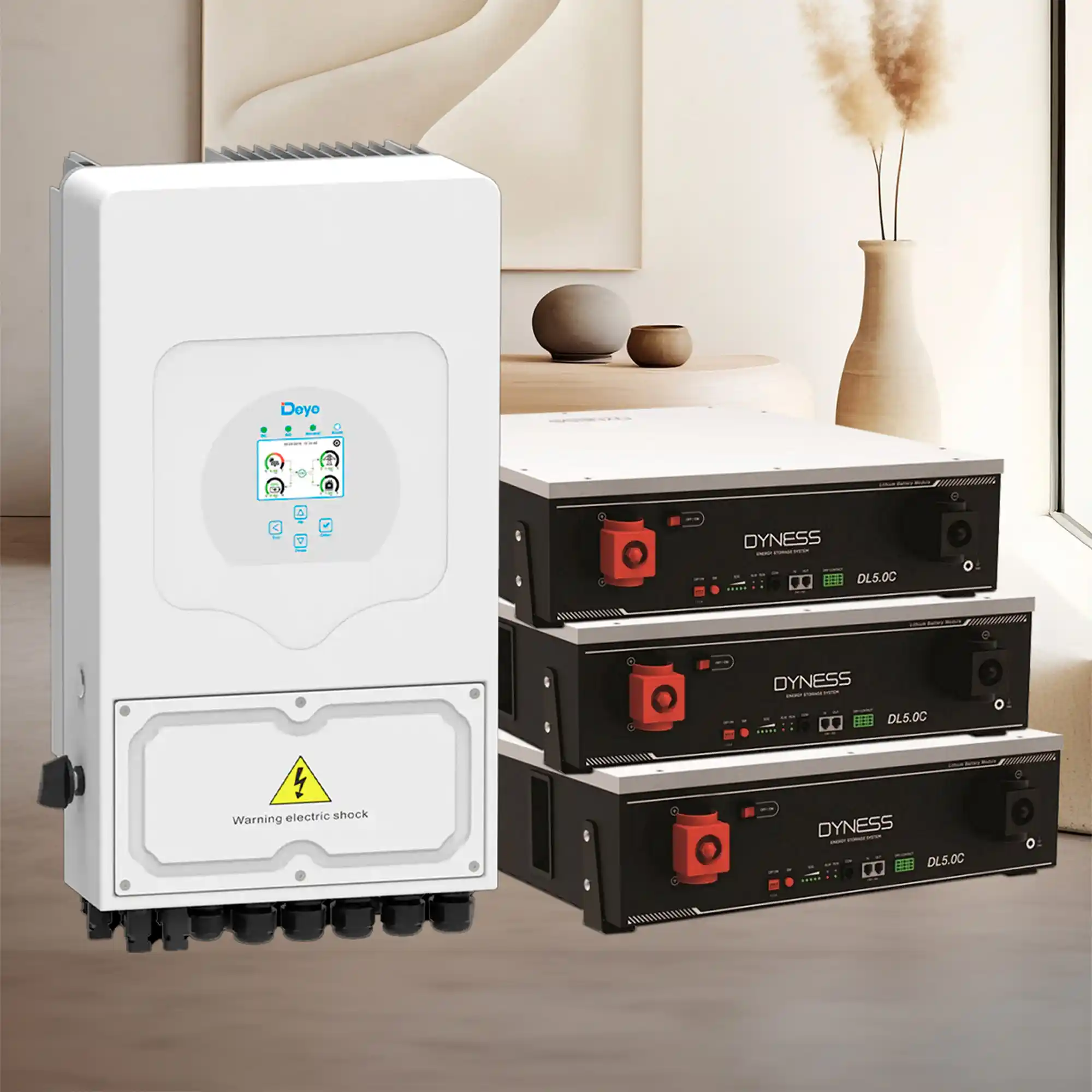 Система зберігання енергії DEYE SUN-6K-SG03LP1-EU-3DY15.36K-LFP-W 6000W 15.36kWh 3BAT LiFePO4 6000 циклів - Фото 2