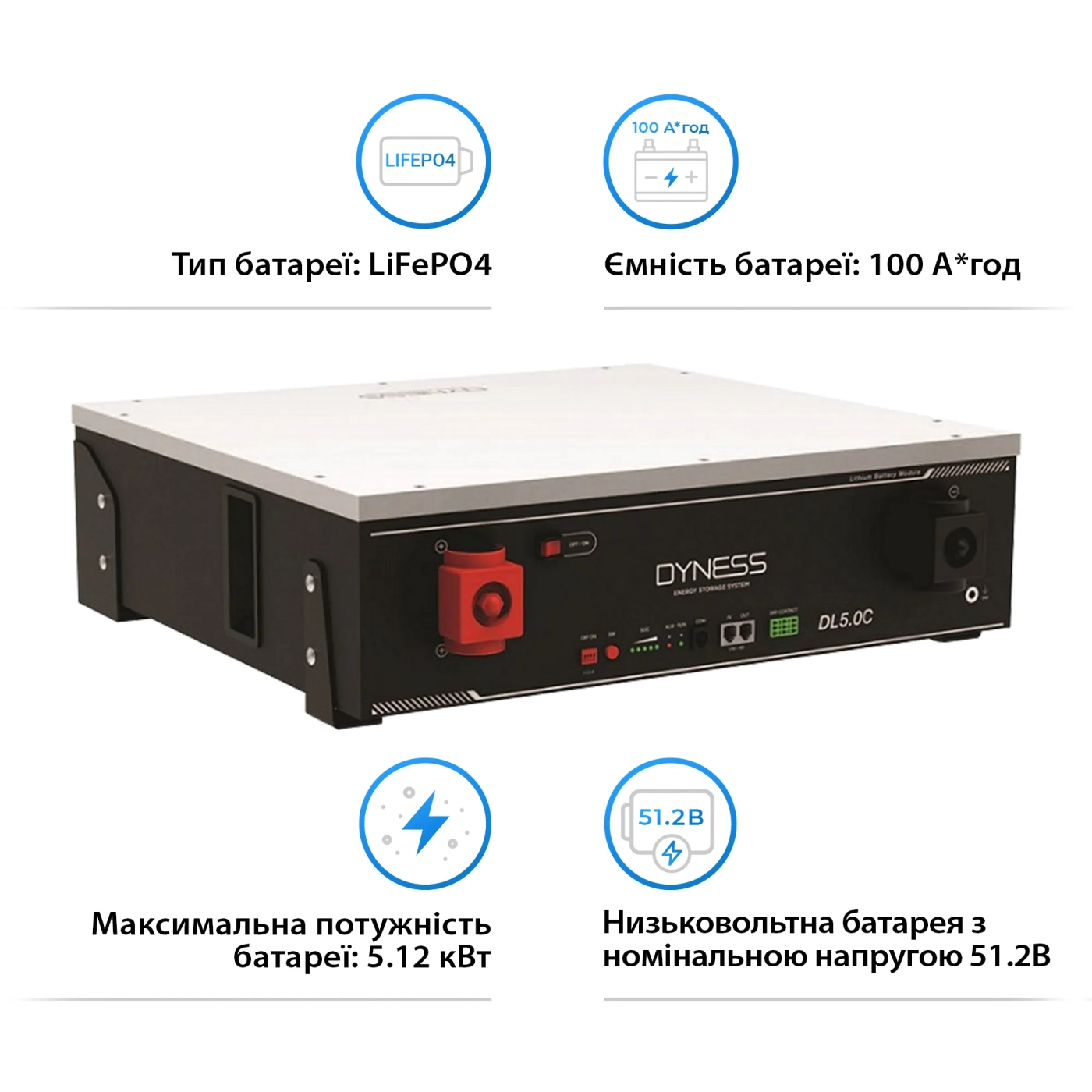 Система зберігання енергії DEYE SUN-10K-SG04LP3-EU-2DY10.24K-LFP-W 10000W 10.24kh 2BAT LiFePO4 6000 циклів - Фото 4