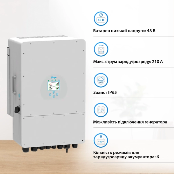 Система зберігання енергії DEYE SUN-10K-SG04LP3-EU-3DE15.36K-LFP 10000W 15.36kh 3BAT LiFePO4 6000 циклів - Фото 2