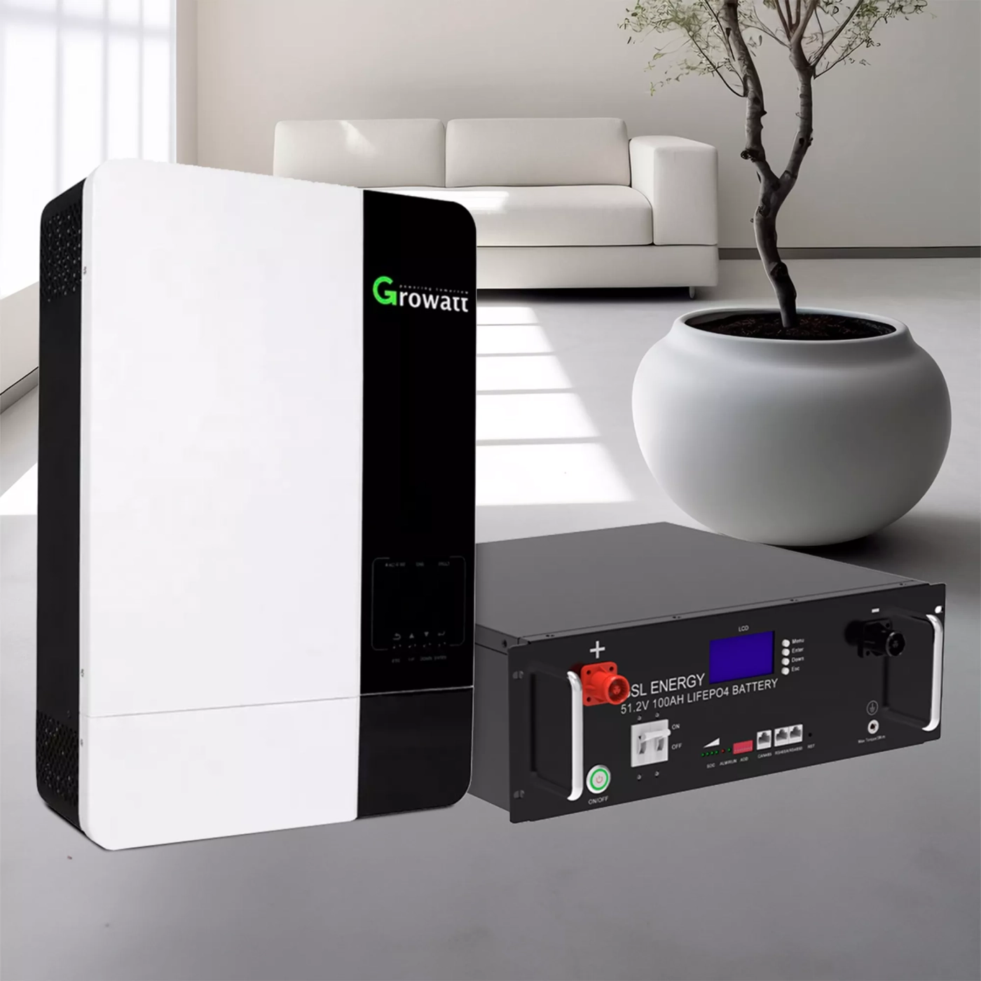 Система хранения энергии GROWATT SPF5000ES-1GS-5.1K-LFP 5kW 5.12kWh 1BAT LiFePO4 6500 циклов - Фото 2