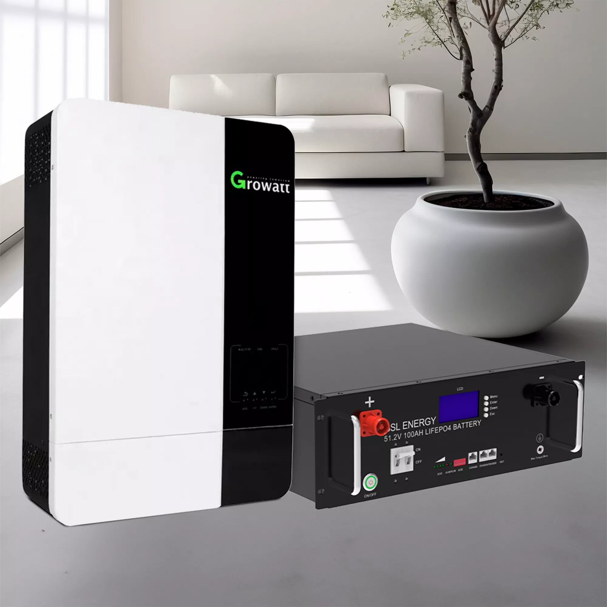 Система хранения энергии GROWATT SPF5000ES-1GS-5.1K-LFP 5kW 5.12kWh 1BAT LiFePO4 6500 циклов - Фото 2
