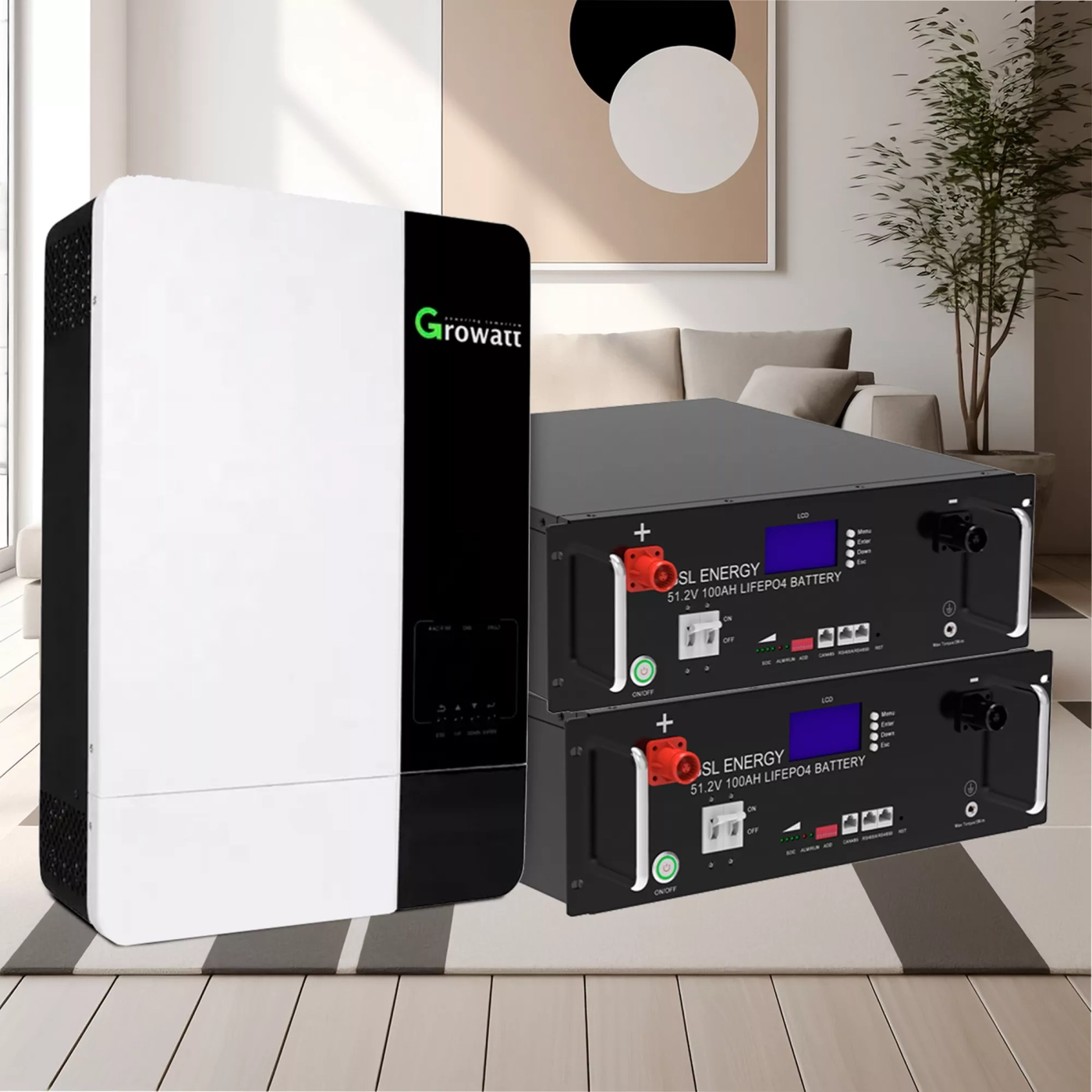 Система зберігання енергії GROWATT SPF5000ES-2GS10.24K-LFP 5kW 10.24kWh 2BAT LiFePO4 6500 циклів - Фото 6