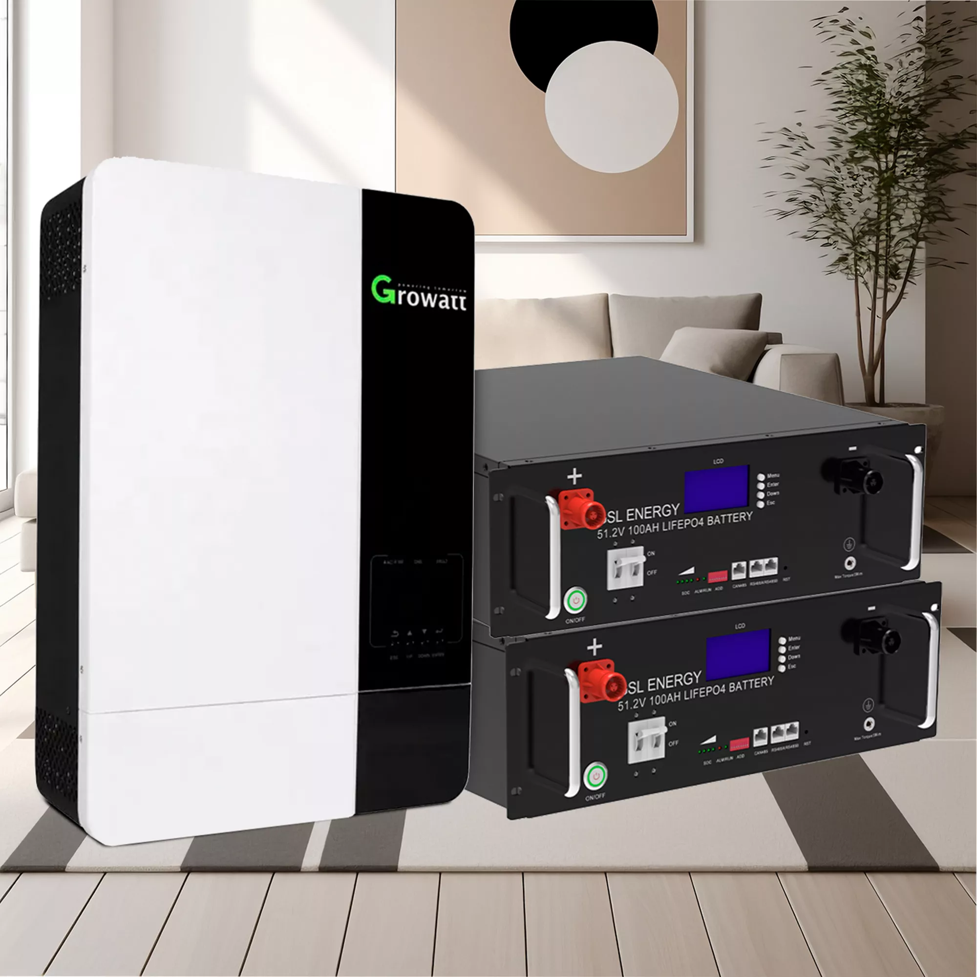 Система зберігання енергії GROWATT SPF5000ES-2GS10.24K-LFP 5kW 10.24kWh 2BAT LiFePO4 6500 циклів - Фото 6