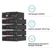 Блок батарей Dyness HV51100-4 20.48kW 204.8V 100Ah LiFePO4 BDU100 RACK - Фото 2