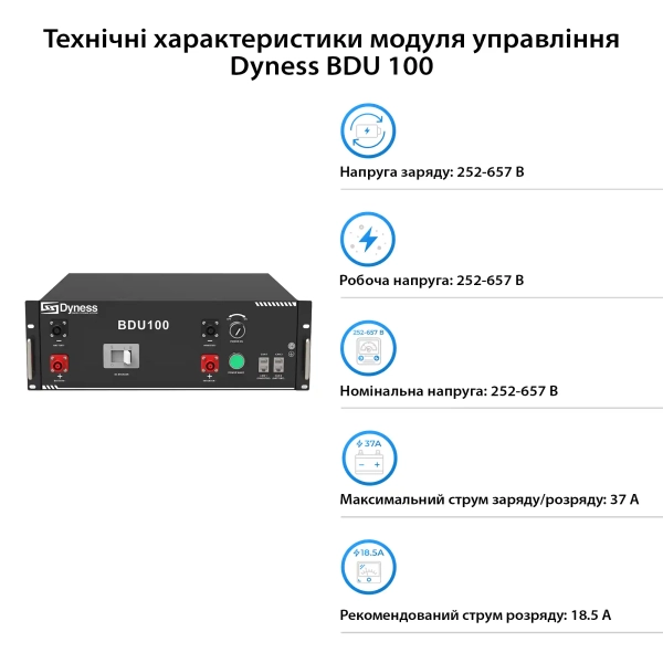 Блок батарей Dyness HV51100-4 20.48kW 204.8V 100Ah LiFePO4 BDU100 RACK - Фото 4