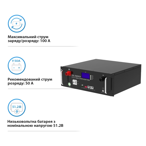 Система хранения энергии SUMRY HGP-5500W-1GS-5.1K-LFP 5.5kW 5.12kWh 1BAT LiFePO4 6500 циклов - Фото 8
