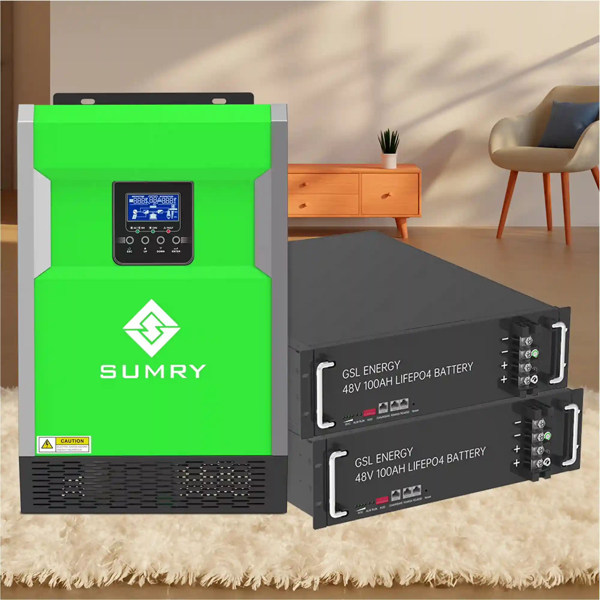 Система хранения энергии SUMRY HGP-5500W-2GS9.6K-LFP 5.5kW 9.6Wh 2BAT LiFePO4 6500 циклов - Фото 2