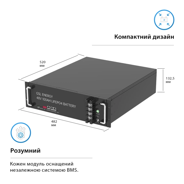 Система хранения энергии SUMRY HGP-5500W-2GS9.6K-LFP 5.5kW 9.6Wh 2BAT LiFePO4 6500 циклов - Фото 9