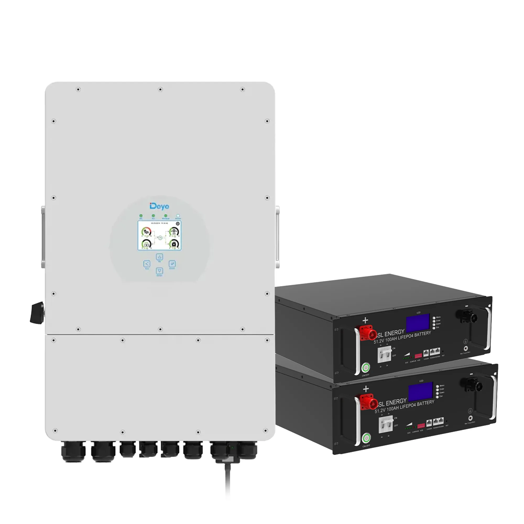 Система хранения энергии DEYE SUN-10K-SG04LP3-EU-2GS10.24K-LFP 10kW 10.24kWh 2BAT LiFePO4 6500 циклов - Фото 1