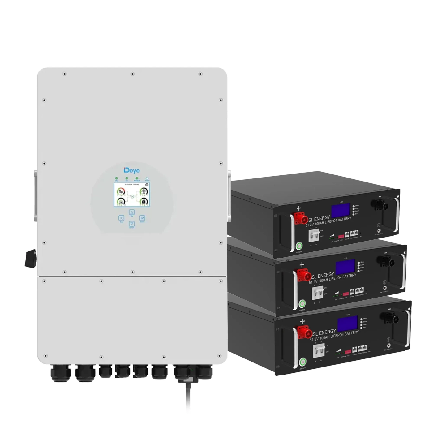 Система хранения энергии DEYE SUN-10K-SG04LP3-EU-3GS15.36K-LFP 10kW 15.36kWh 3BAT LiFePO4 6500 циклов - Фото 1