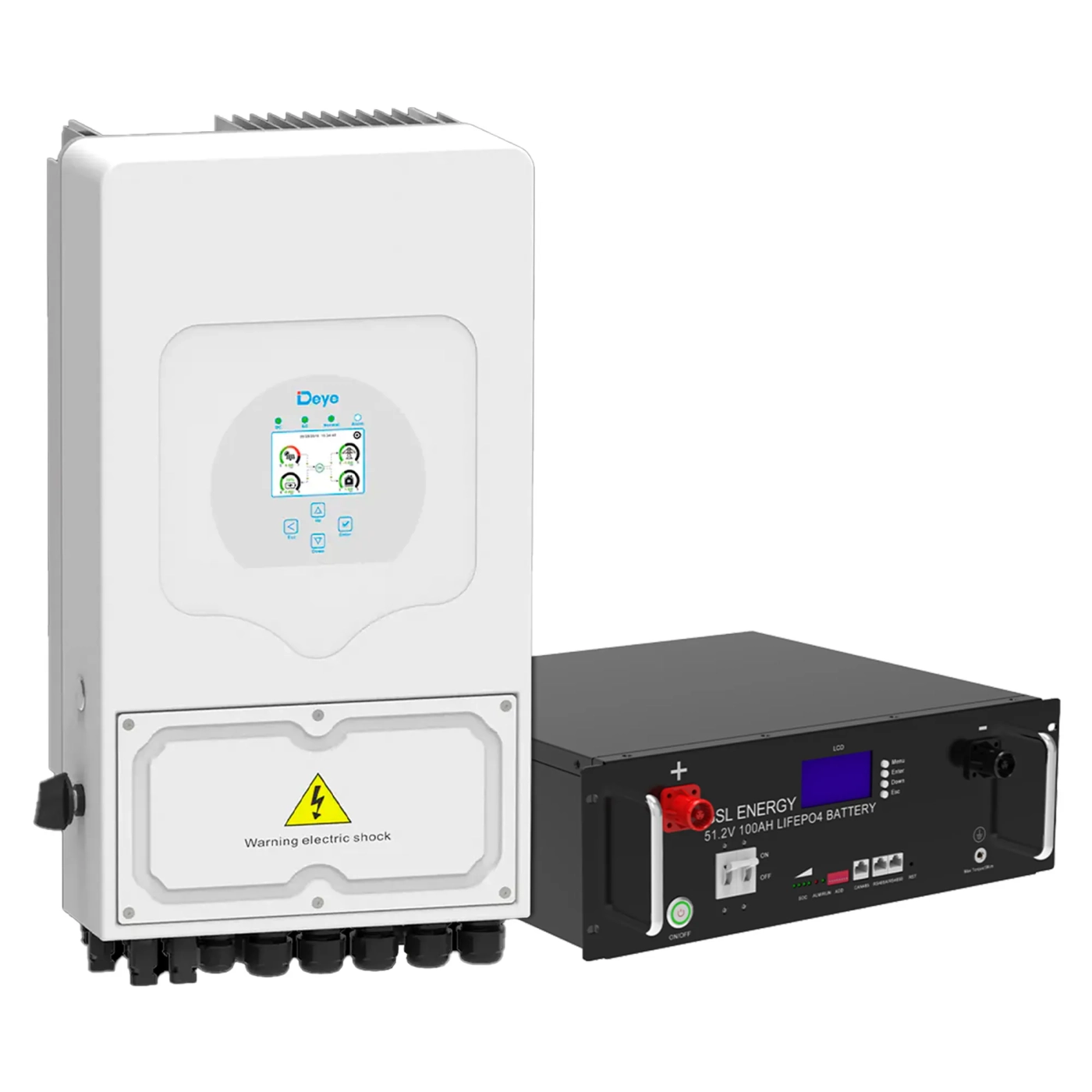 Система хранения энергии DEYE SUN-6K-SG03LP1-EU-1GS-5.1K-LFP 6kW 5.12kWh 1BAT LiFePO4 6500 циклов - Фото 1