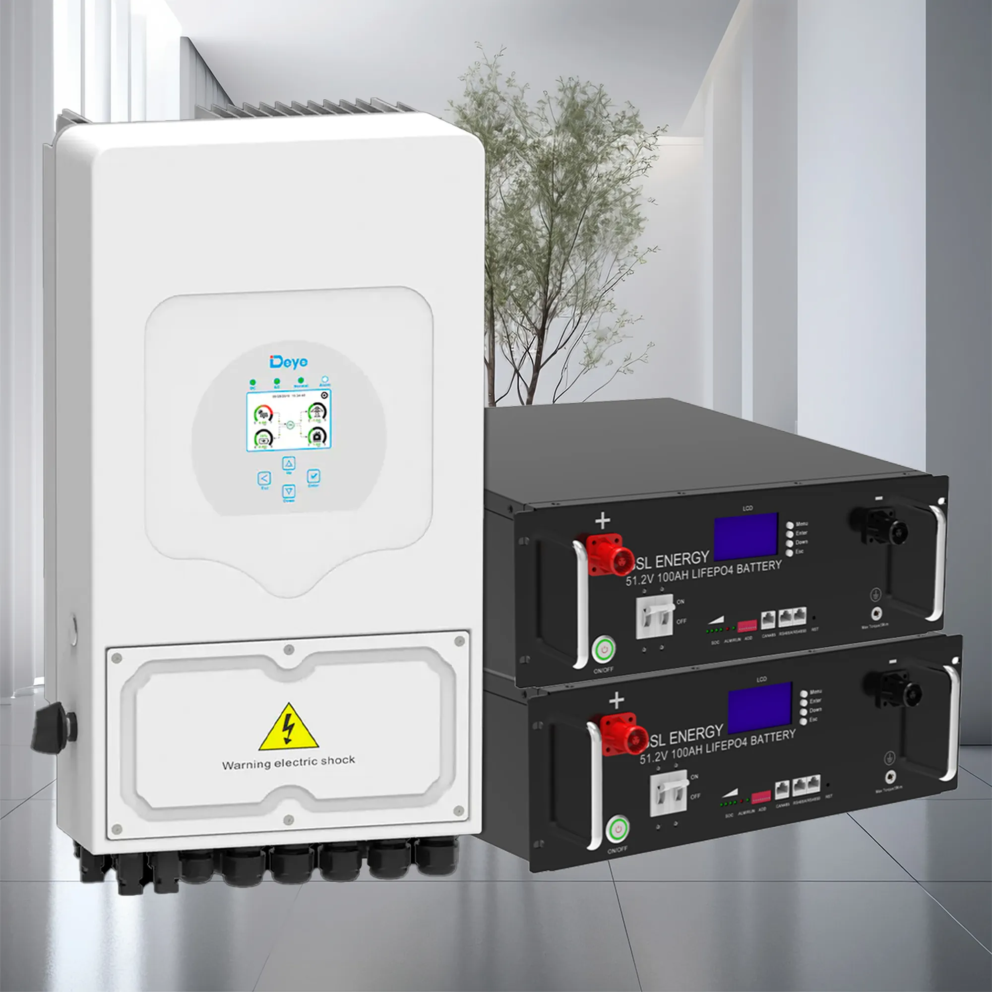 Система хранения энергии DEYE SUN-6K-SG03LP1-EU-2GS10.24K-LFP 6kW 10.24kWh 2BAT LiFePO4 6500 циклов - Фото 2