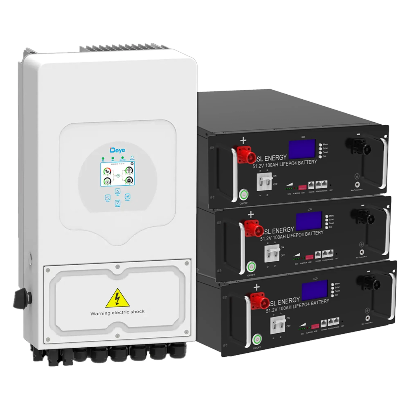 Система зберігання енергії DEYE SUN-6K-SG03LP1-EU-3GS15.36K-LFP 6kW 15.36kWh 3BAT LiFePO4 6500 циклів - Фото 1