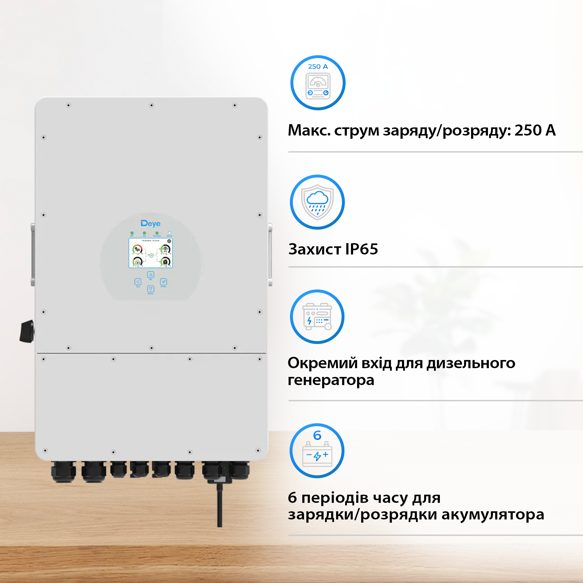 Система зберігання енергії DEYE SUN-12K-SG02LP1-EU-AM3-4DY20.48K-LFP 12kW 20.48kWh 4BAT LiFePO4 6000 циклів - Фото 2