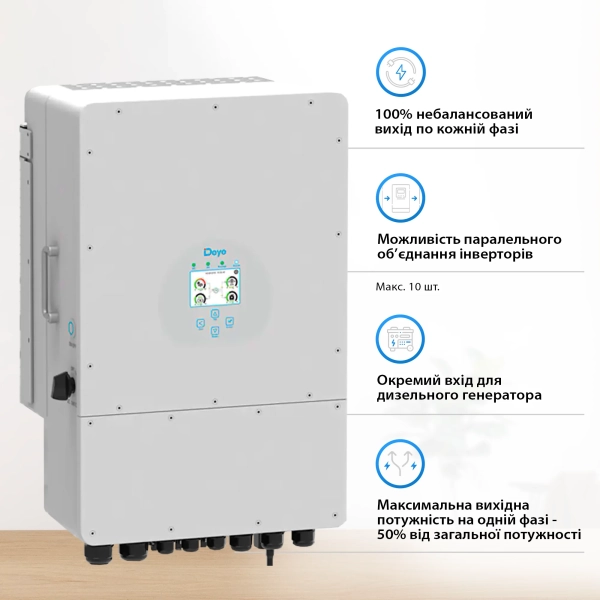 Система хранения энергии DEYE SUN-12K-SG04LP3-EU-4DY20.48K-LFP 12kW 20.48kWh 4BAT LiFePO4 6000 циклов - Фото 1