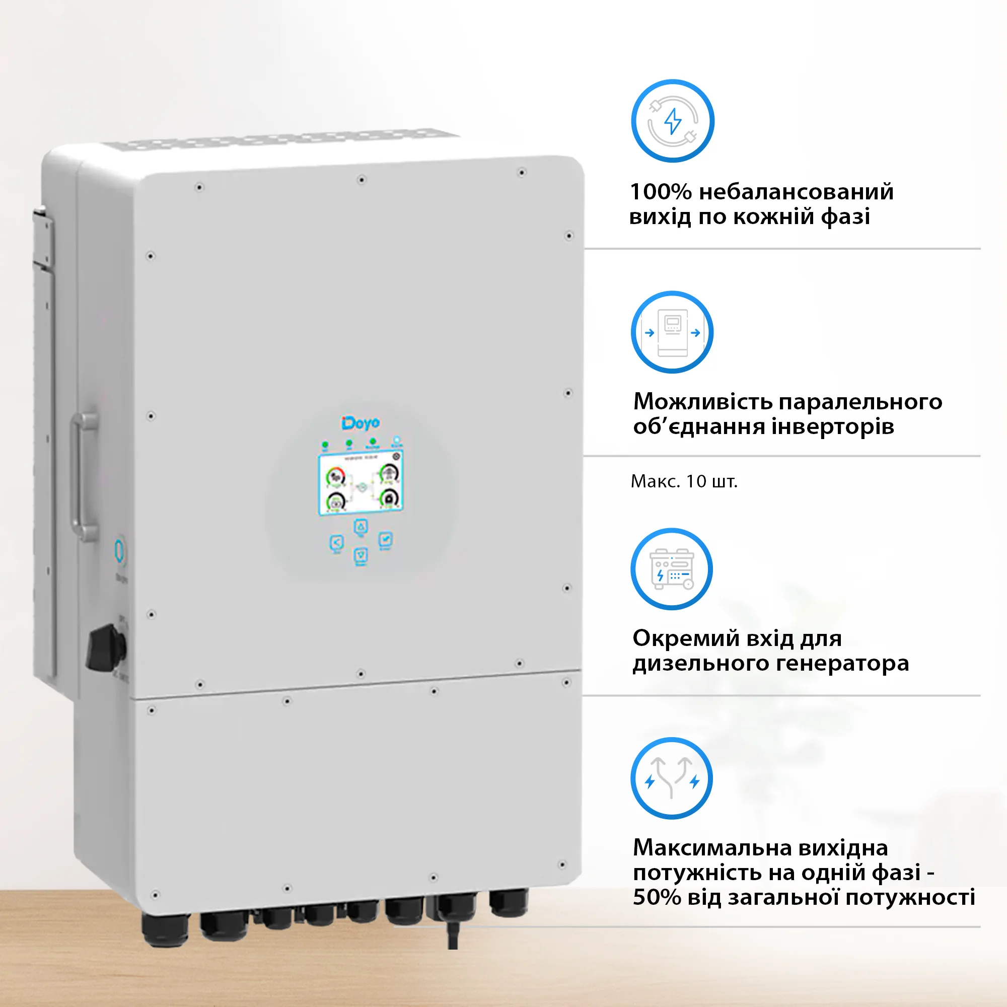 Система хранения энергии DEYE SUN-12K-SG04LP3-EU-4DY20.48K-LFP 12kW 20.48kWh 4BAT LiFePO4 6000 циклов - Фото 1