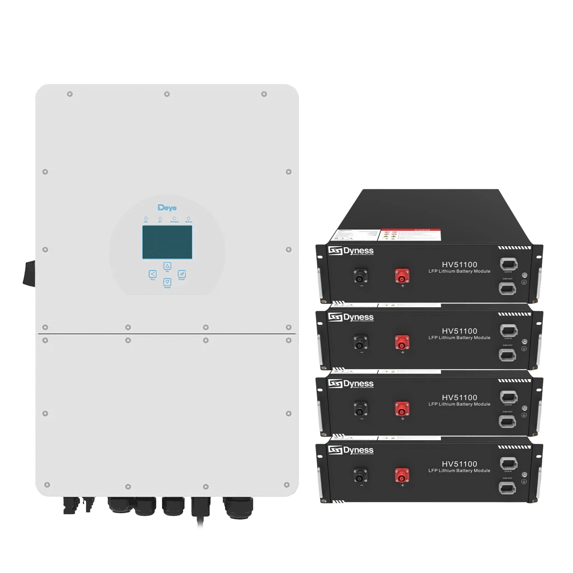 Система хранения энергии DEYE SUN-12K-SG01HP3-EU-AM2-HV51100-4-20.48kW-LFP 12kW 20.48kWh 1BAT LiFePO4 6000 циклов - Фото 1