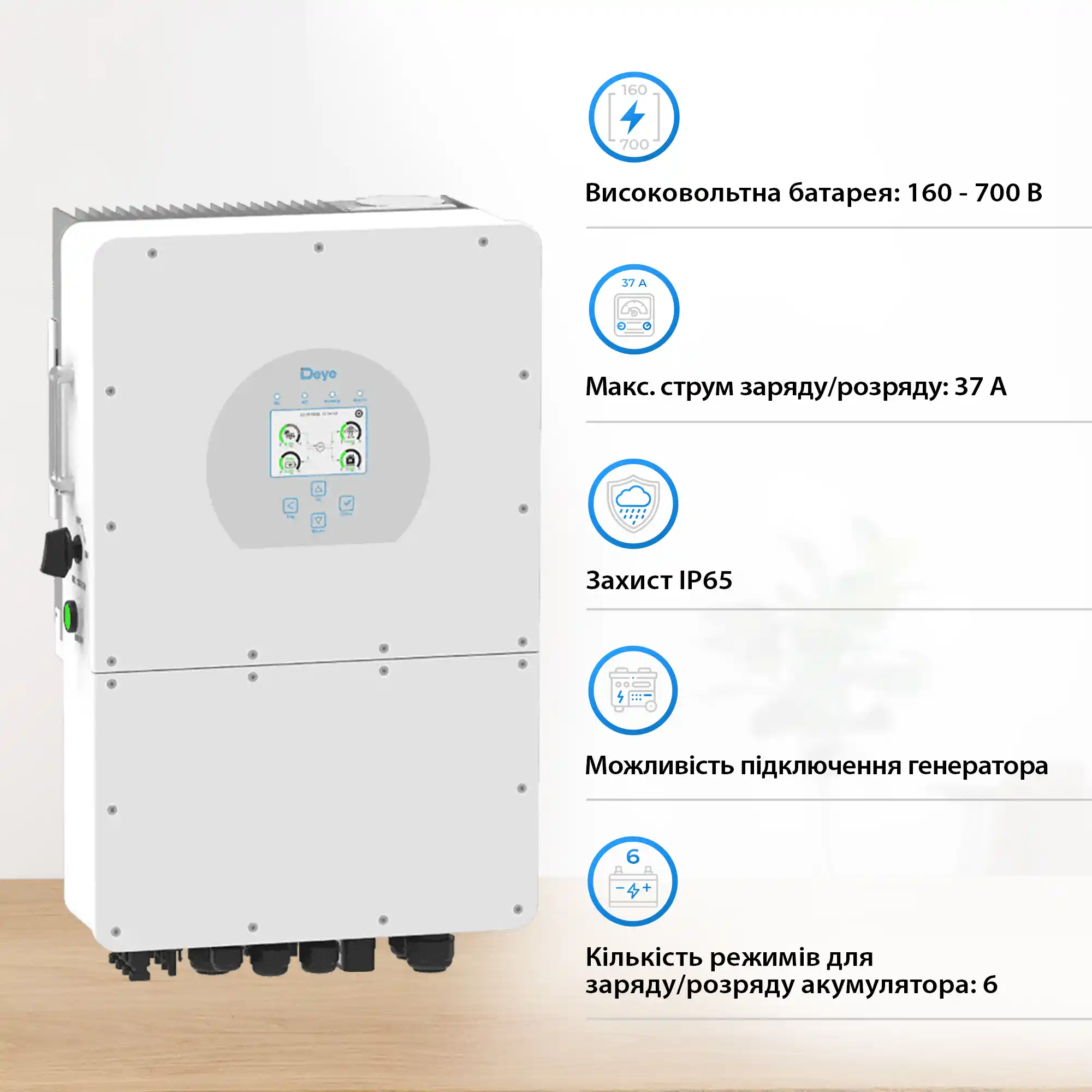Система зберігання енергії DEYE SUN-20K-SG01HP3-EU-AM2-BOS-G8-40.96kW-LFP 20kW 40.96kWh 1BAT LiFePO4 6000 циклів - Фото 5