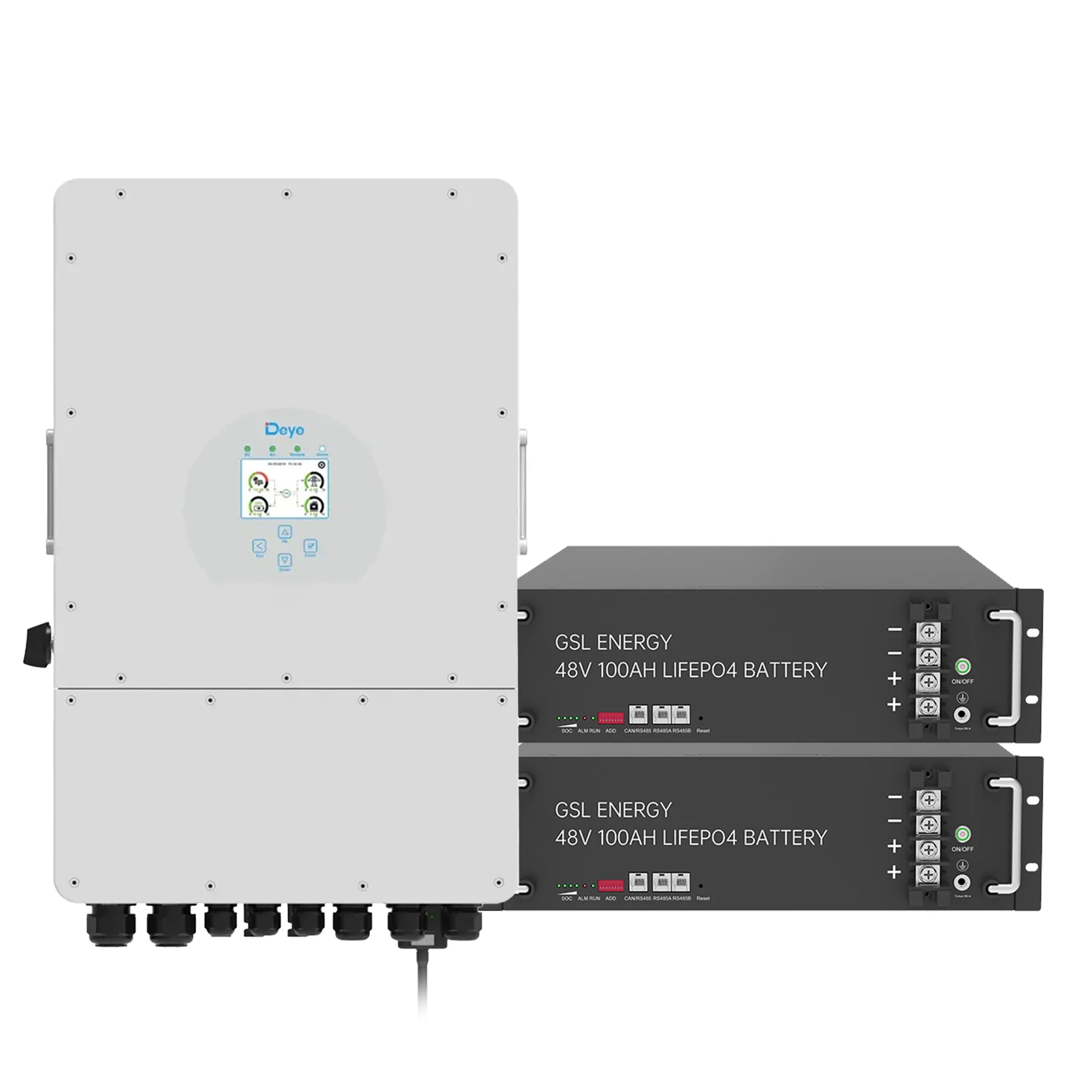 Система зберігання енергії DEYE SUN-8K-SG01LP1-EU-2GS9.6K-LFP 8kW 9.6kWh 2BAT LiFePO4 6500 циклів - Фото 1