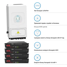 Система зберігання енергії Solarverse 6kW-Deye 9.6kWh-Dyness 4BAT LiFePO4 6000 циклів (SVR24-1DE6K1-LDY9.6K1-0) - Фото 4