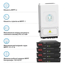 Система хранения энергии Solarverse 5kW-DEYE 9.6kWh-Dyness 4BAT LiFePO4 6000 циклов (SVR24-1DE5K1-LDY9.6K1-0) - Фото 3