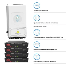 Система хранения энергии Solarverse 5kW-DEYE 9.6kWh-Dyness 4BAT LiFePO4 6000 циклов (SVR24-1DE5K1-LDY9.6K1-0) - Фото 4