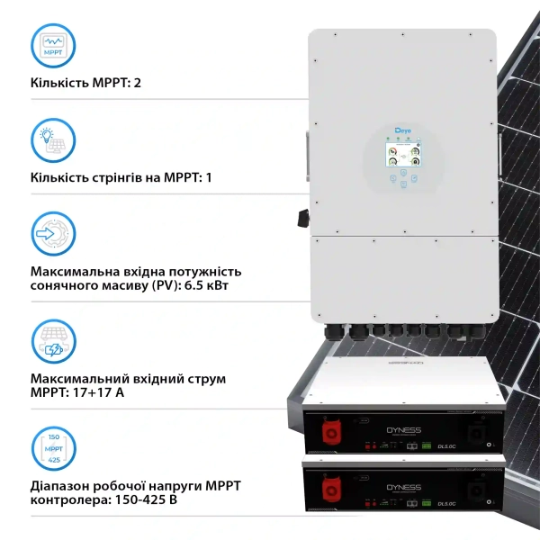 Система хранения энергии Deye SUN-5K-SG03LP1-EU-2DY10.24K-LFP-W 5kW 10.4kWh 2BAT LiFePO4 6000 циклов - Фото 3