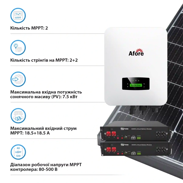 Система хранения энергии Afore AF5K-SL-2DY4.8K-LFP 5kW 4.8kWh 2BAT LiFePO4 6000 циклов - Фото 3