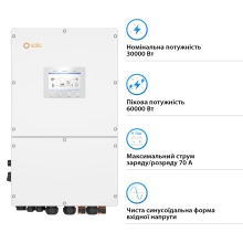 Гібридний інвертор Solis S6-EH3P30K-H 30KW  HV-battery 3 MPPT Wi-Fi 220/380V Трифазний - Фото 2