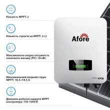 Гібридний інвертор Afore Aton AF12K-MTH 12KW HV-battery 2 MPPT Wi-Fi 220/380V Трифазний - Фото 4