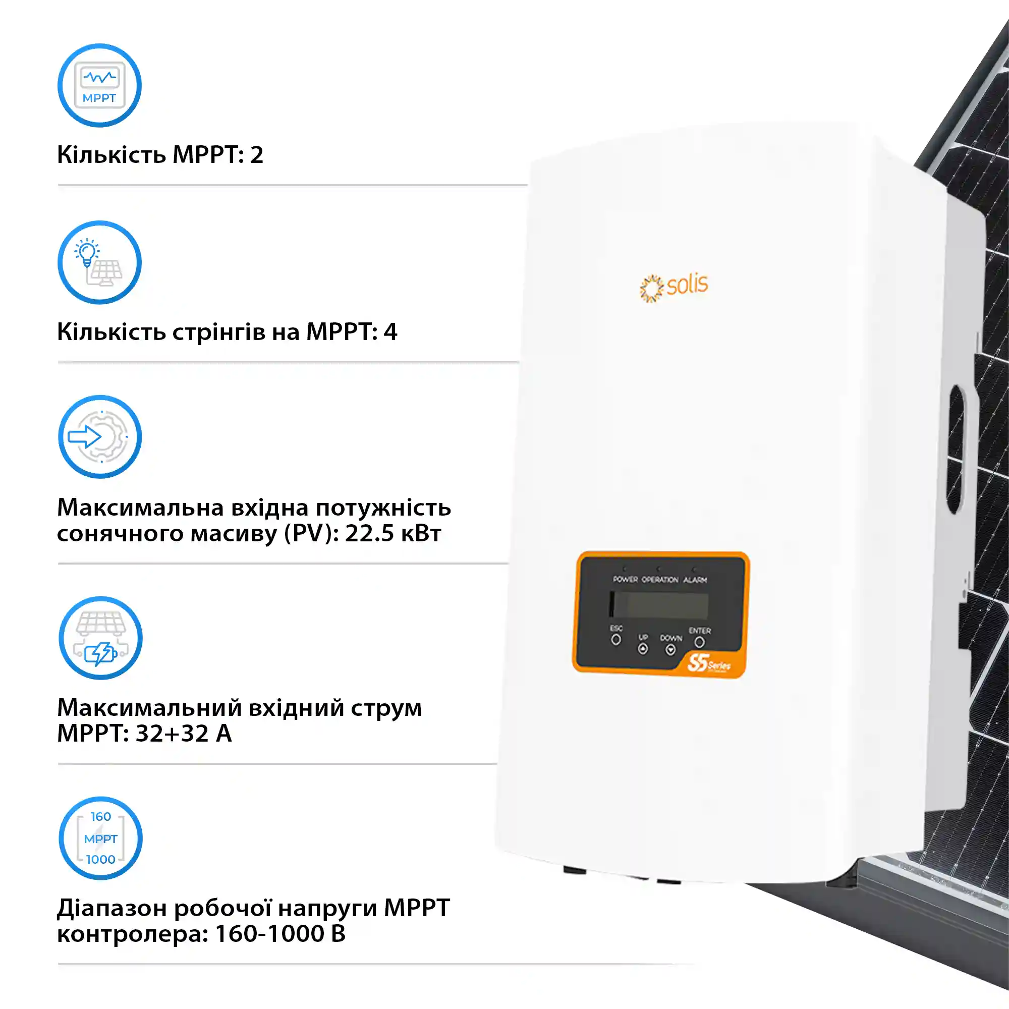 Сетевой инвертор Solis S5-GR3P15K 15KW 2 MPPT 220/380V Трехфазный (S5-GR3P15K) - Фото 4