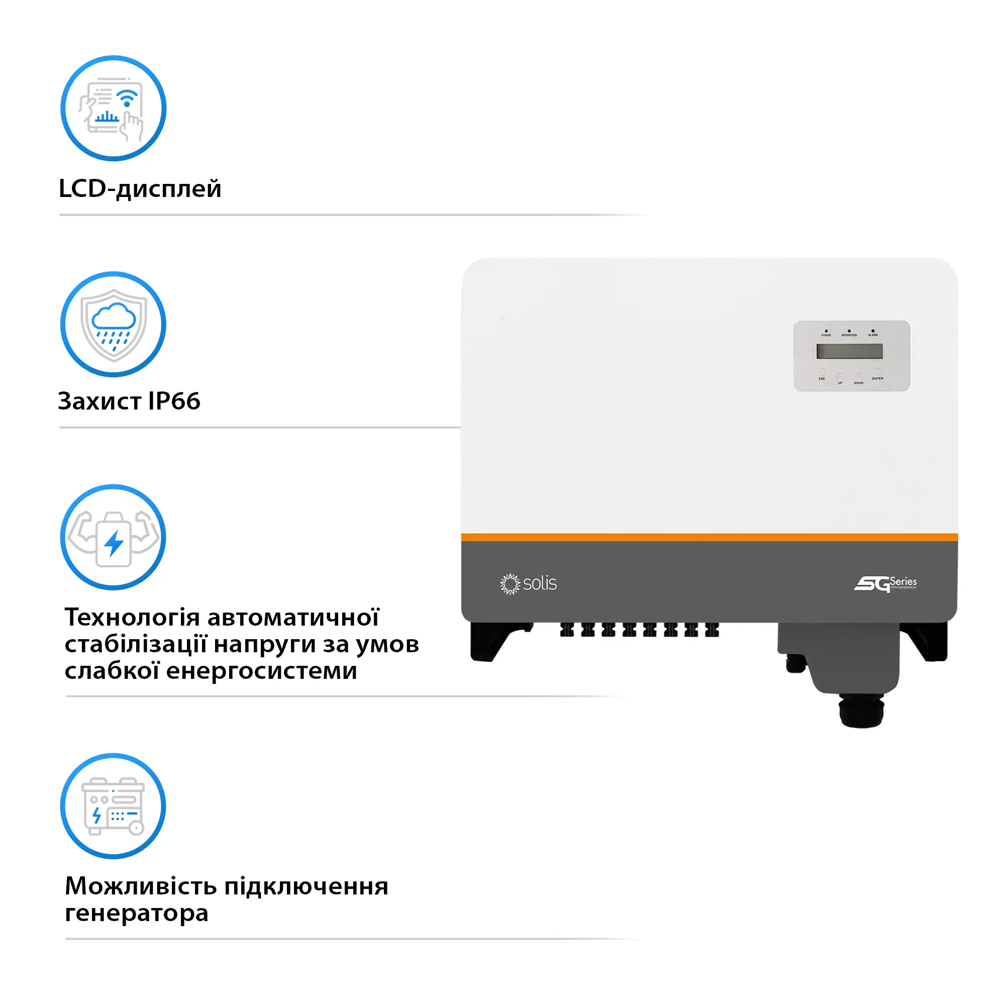 Мережевий інвертор Solis S5-GC36K 36KW 4 MPPT 220/380V Трифазний (S5-GC36K) - Фото 3