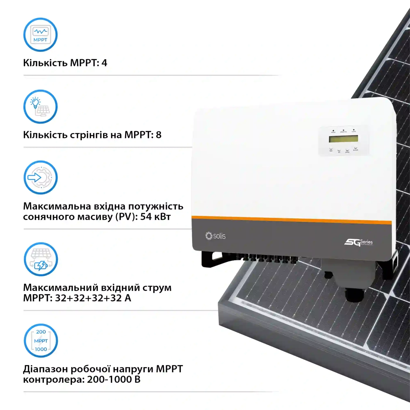 Мережевий інвертор Solis S5-GC36K 36KW 4 MPPT 220/380V Трифазний (S5-GC36K) - Фото 4