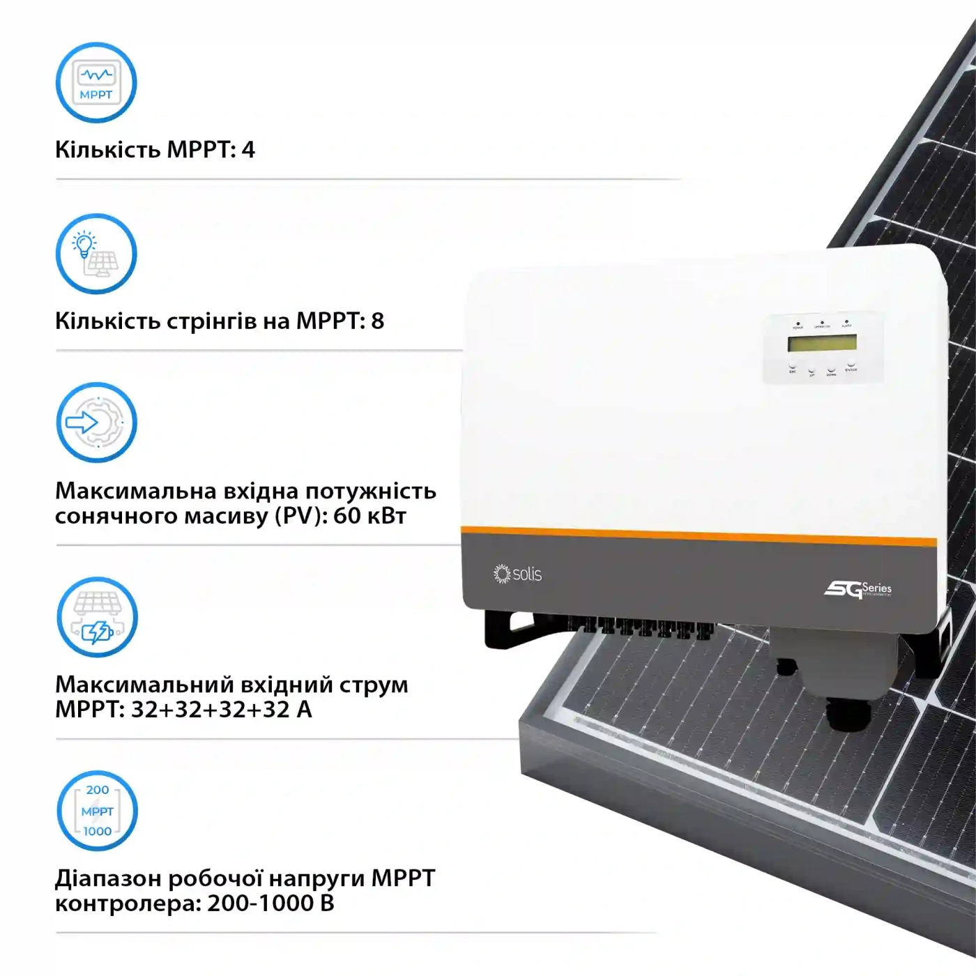 Сетевой инвертор Solis S5-GC40K 40KW 4 MPPT 220/380V Трехфазный (S5-GC40K) - Фото 4