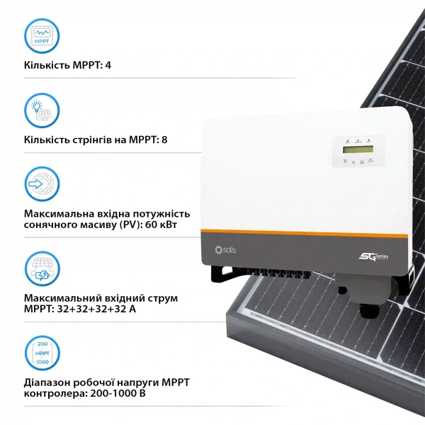 Сетевой инвертор Solis S5-GC40K 40KW 4 MPPT 220/380V Трехфазный (S5-GC40K) - Фото 4