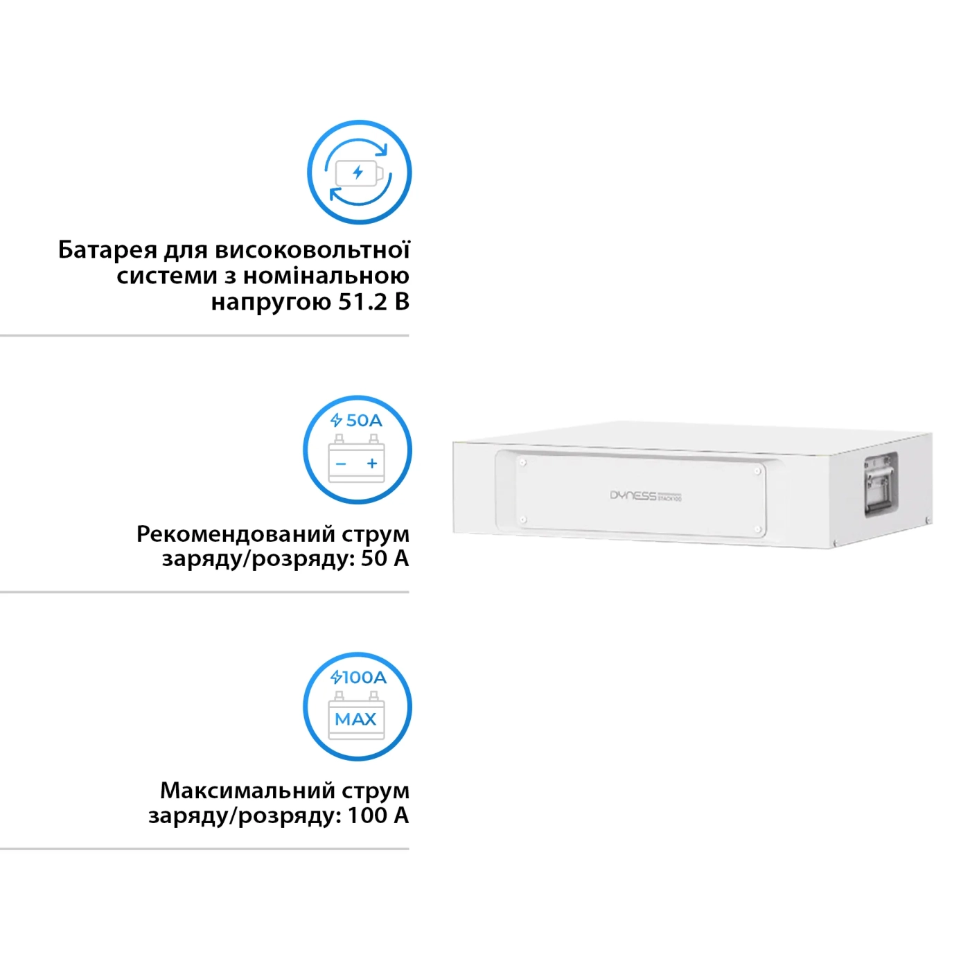 Акумуляторна батарея Dyness STACK LiFePO4 S51100 51.2V 100Ah 5.12kWh без BMS (S51100) - Фото 3