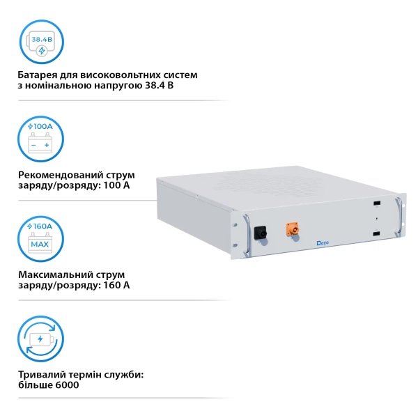Акумуляторна батарея Deye BOS-A LiFePO4 HV 38.4V 200Ah 7.68kWh no BMS (BOS-A) - Фото 3