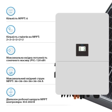 Гібридний інвертор Deye SUN-75K-SG02HP3-EU-EM6 75kW HV-battery 6 MPPT Wi-Fi 220/380V Трифазний - Фото 4