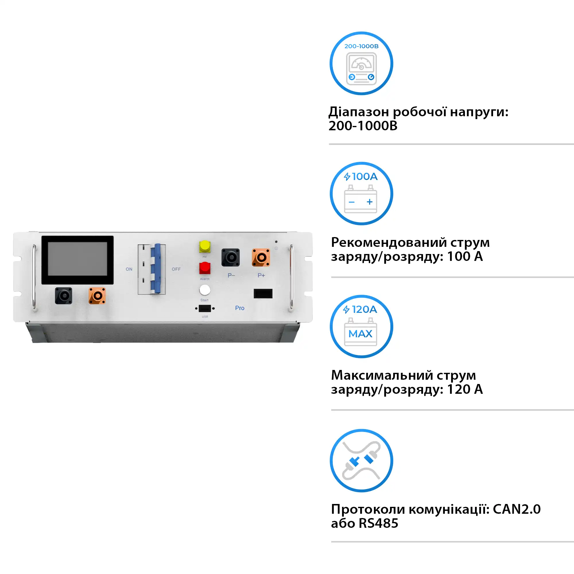 BMS для батарей Deye BOS-G PRO 200-1000Vdc 120A (BOS-G-PDU-2) - Фото 2