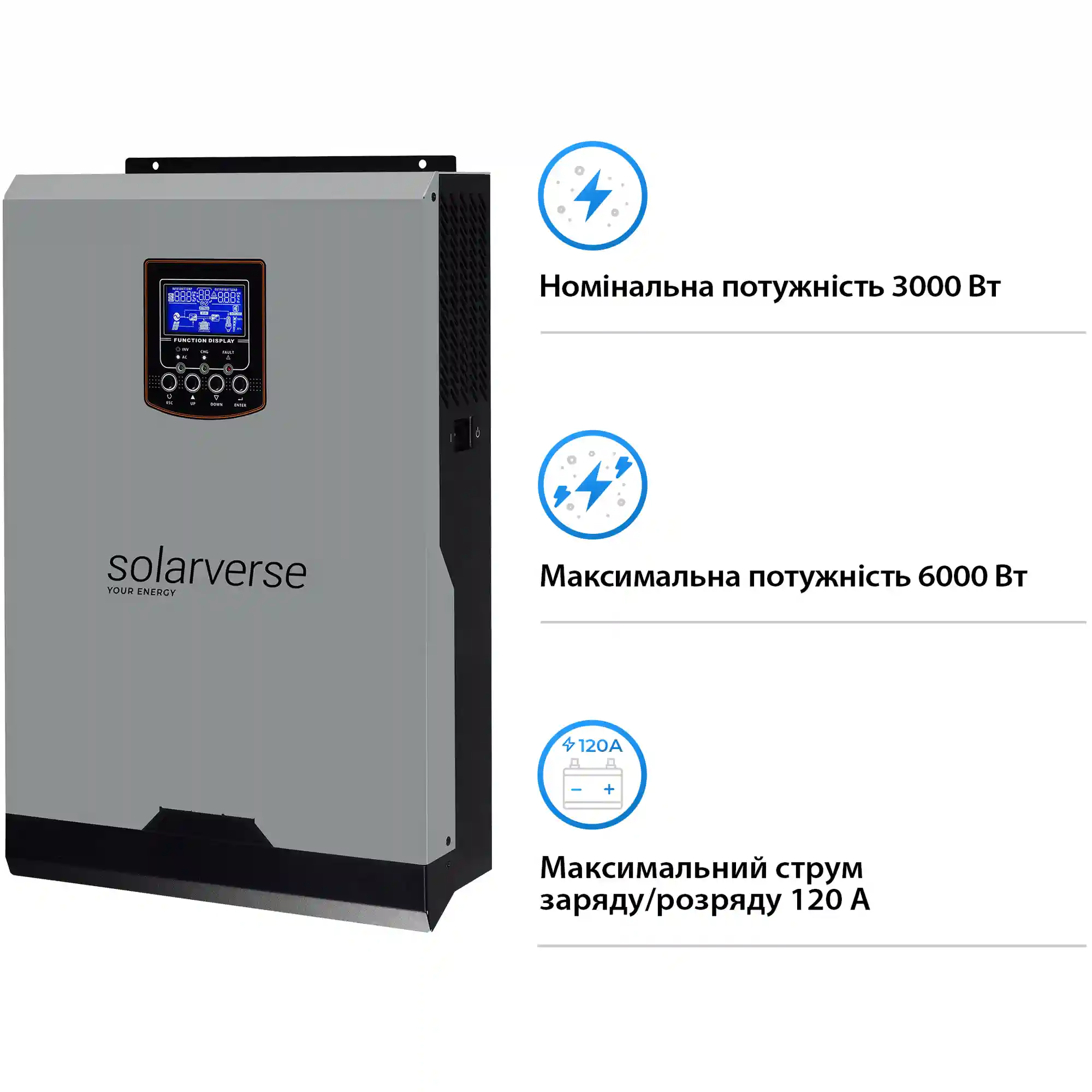 Система зберігання енергії Solarverse SV3024A-1GS5.12K-LFP 3kW 5.12kWh 1BAT LiFePO4 6500 циклів - Фото 3