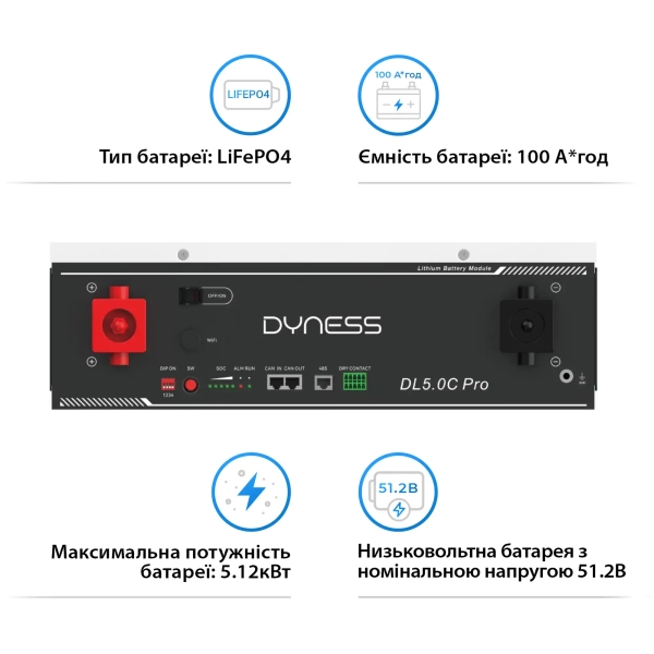 Акумуляторна батарея Dyness DL5.0C Pro 51.2V 100Ah 5.12kWh LiFePo4 (DL5.0C Pro) - Фото 3