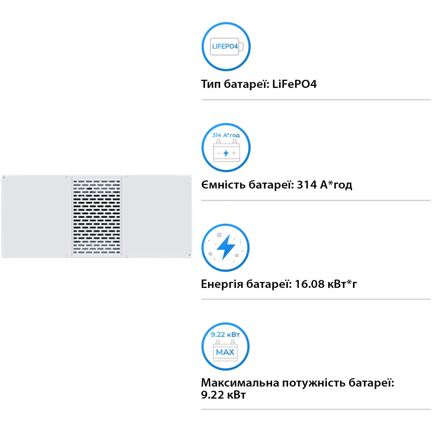 Акумуляторна батарея DEYE BOS-B Pro-A3 LiFePO4 HV 51.2V 314Ah 16.08kWh без BMS (BOS-B-Pack16-A3) - Фото 3