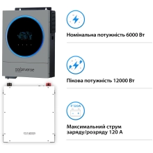 Система зберігання енергії Solarverse SV-1SV6K1-LDY5.1K1-1 6kW 5.12kWh 1BAT LiFePO4 6000 циклів - Фото 3