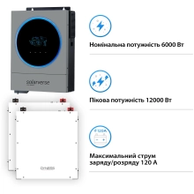 Система зберігання енергії Solarverse SV-1SV6K1-LDY10.2K1-1 6kW 10.24kWh 2BAT LiFePO4 6000 циклів - Фото 3