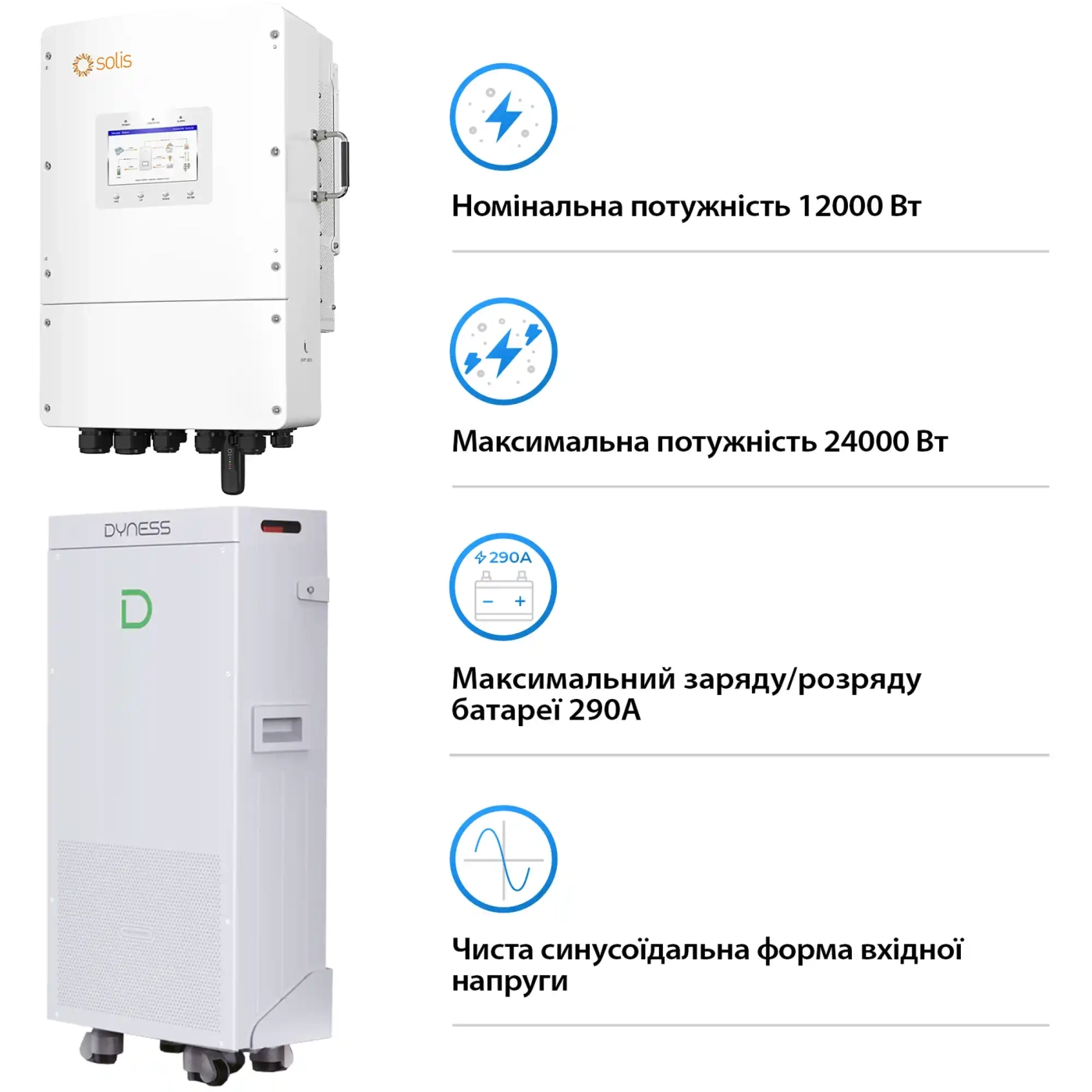 Система зберігання енергії Solis SV-3SL12K1-LDY14.34K1 12kW 14.336kWh 1BAT LiFePO4 6000 циклів - Фото 3