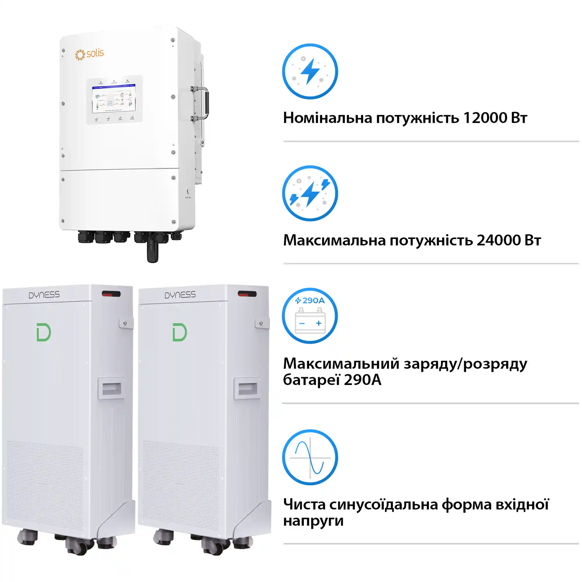 Система зберігання енергії Solis SV-3SL12K1-LDY28.68K1 12kW 28.672kWh 2BAT LiFePO4 6000 циклів - Фото 3